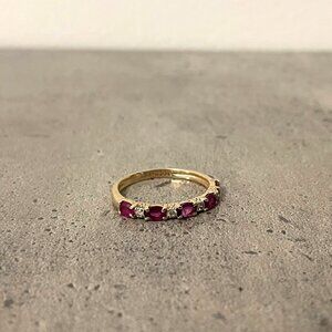 Garnet & Diamond 14k Gold Ring